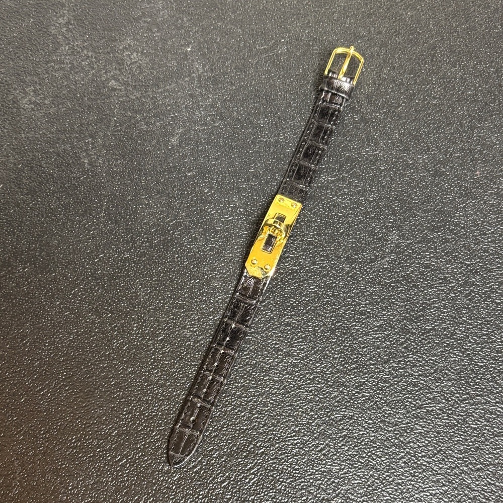 Black Croc Genuine Leather Kelly Bracelet
